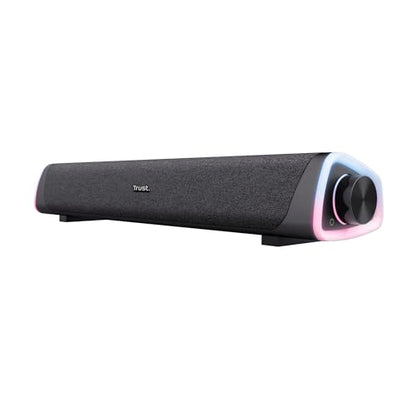 Trust Liro Soundbar PC Speaker, 12 W, Stereo Computer Boxes, Black | RGB LED Lighting, Jack 3.5 mm AUX, USB Operation Sound Bar for PC Laptop Desktop Tablet Smartphone TV - style: soundbar