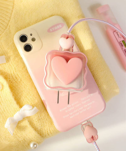 ZOSTLAND 5 in 1 DIY 18W 20W Heart Shape Protector Data Cable USB Charger Line Earphone Wire Saver Organizer Compatible with iPhone 11 12 13 14 15 Pro Max - color: Love Pink