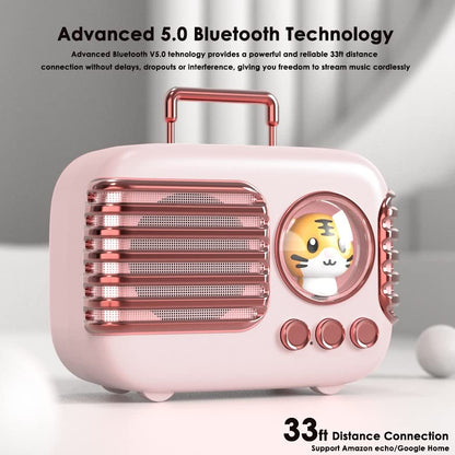 Wireless Bluetooth Speaker, Cute Mini Portable Speaker with TWS Pairing,Loud Sound,4H Playtime, Mic,TF/SD Card, Aux Line,Water-Proof for iOS Android Smartphone Home Office Gift Ideas Pink - color: Blush Pink