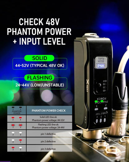 XVIVE AT-3 Audio Tester Ultra, Split-Design 5-in-1 Signal Generator, Long-Distance XLR/DMX Cable Tester,Phantom Power Checker, XLR Input Meter, Headphone & Built-in Speaker Monitor, USB-C Rechargeable - style: AT-3 ULTRA