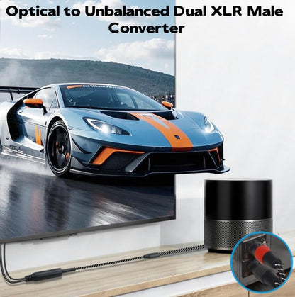 192KHz DAC Optical to Dual XLR Converter,Optical Audio Cable to Unbalanced Male XLR Audio Cord Adapter,Digital to Analog Audio Converter for HDTV,DVD,Set-top Boxes(O-ptical to XL R Only)-2.9FT - size: 2.9FT