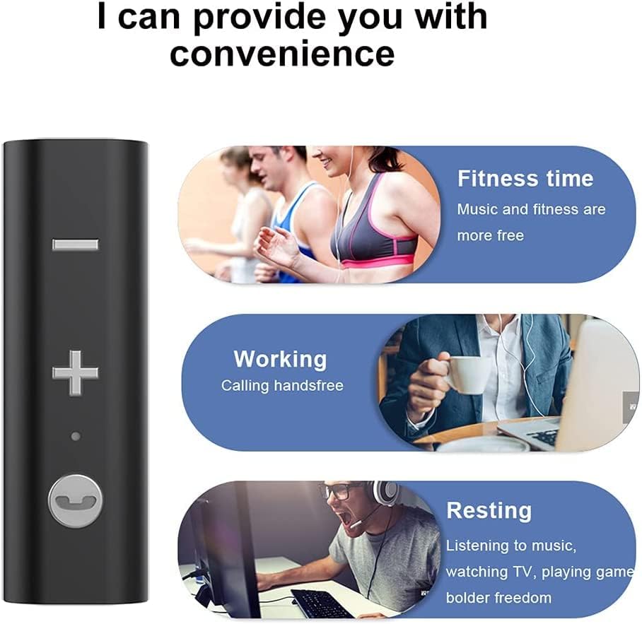 Mini Bluetooth 5.0 Receiver, Portable with Clip Bluetooth Receiver, Bluetooth Aux Adapter and Charging Cable for Car, Home Stereo, Headphones, Speaker
