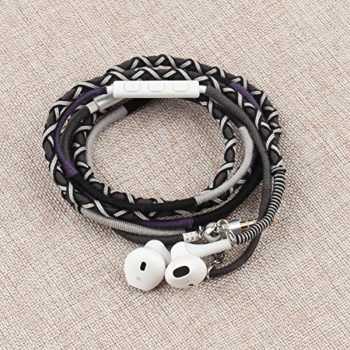 3.5mm Jack in-Ear Ear Buds Headphones with Mic - Tangle Free Cord Heavy Sound Bass Bracelet Stereo Earphones Compatible with iPhone Samsung Earbuds (12#)
