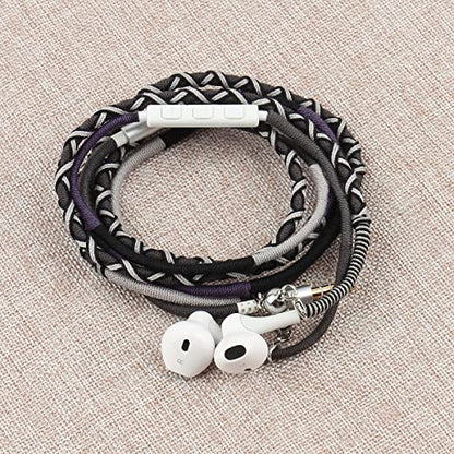 3.5mm Jack in-Ear Ear Buds Headphones with Mic - Tangle Free Cord Heavy Sound Bass Bracelet Stereo Earphones Compatible with iPhone Samsung Earbuds (12#)