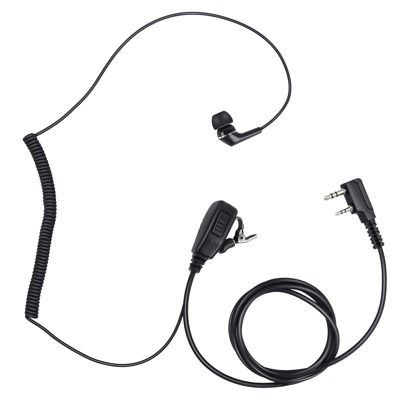 Two Way Radio Headset Ptt Mic Earpiece In Ear Earbud Piece for Baofeng uv5r uv 5r uv-5r for Kenwood for Retevis rt21 rt22 2 Pin Walkie Talkie(Wired,Black)