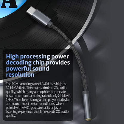 Portable DAC Decoding Amplifier KZ AM01, Female 3.5mm to Type C Amplifier Adapter Cable for KZ HiFi Headphone Earphone Earbud