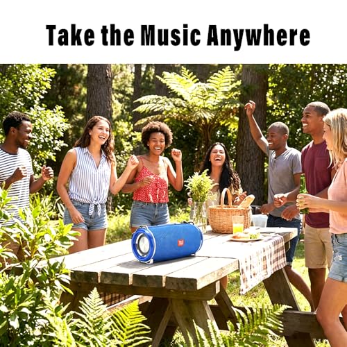 T&G 20W Loud Ourdoor Speaker with Strap, IPX5 Waterproof Portable Boombox | 12H playtime, Deep base, Travel Bluetooth speaker ,FM radio, TF/ USB/TWS. Ideal rugged gift for men, beach, golf,blue - color: BLUE