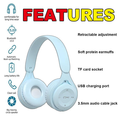 Upgraded Hybrid Noise Cancelling Bluetooth Headphones Over Ear Wireless Bluetooth with Mic Soft-Earpads HiFi Stereo Foldable Lightweight Headset Deep Bass for Home Office Cellphone PC Blue