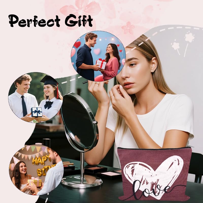 Anniversary Travel Makeup Bag Pouch Valentines Day Gifts for Womens Her Ladies Love Cosmetic Case Bag Heart Toiletry Bags Pouch Romantic Gf Graduation Gifts for Girlfriend Fiancee Wife Birthday Gift - color: Anniversary Travel Makeup Bag Pouch