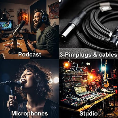HQRP 3-Pin XLR Angle Adapter Dual Male & Female with 4 Adjustable Angle Positions Right Left and 90 Degree, Compatible with Mixers that Interfere with Other Applications, Durable Metal 3-Pin Connector