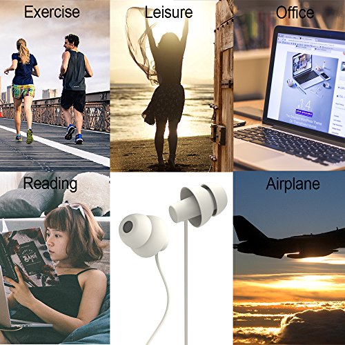 MAXROCK Unique Total Soft Silicon Sleeping Headphones Earplugs Earbuds with Mic for Cellphones, Tablets and 3.5 mm Jack Plug (White) - color: White
