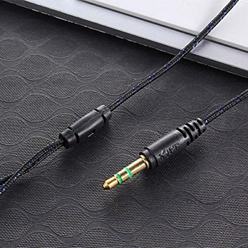 Black in-Ear Earbuds Stereo Tangle Free Braided Cable Cord Quality Sound High Bass Silicone Tips for iPod Zune MP3 Player 3.5mm Jack