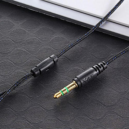 Black in-Ear Earbuds Stereo Tangle Free Braided Cable Cord Quality Sound High Bass Silicone Tips for iPod Zune MP3 Player 3.5mm Jack