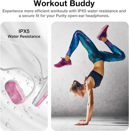 Purity Air Open Ear Headphones - True Air Conduction Wireless Bluetooth Open Ear Earbuds with Dual Mic for iPhone/Android - Secured Long Wearing Comfort, Sports Sweat Resistant (Pink Diamond) - color: Pink Diamond