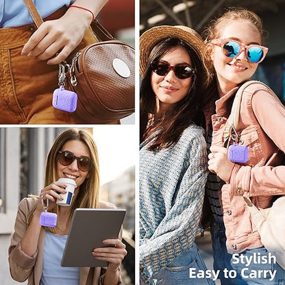 Lerobo for AirPod Case 2nd/1st Generation with Keychain | Flower Engraved Silicone Protective Cover for AirPods 2 Case, Wireless Charging, Shockproof, One-piece Design, Bluish Violet - color: Bluish Violet