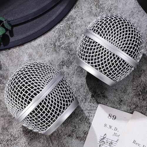 Metal Mesh Microphone Replacement Grille Compatible with Shure Mic Ball Head Acoustic Transparent Mic Grill for Clear Sound and Noise Reduction