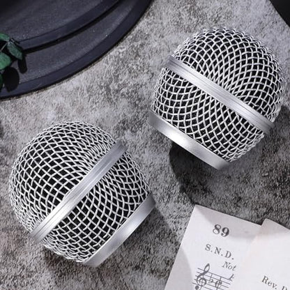 Metal Mesh Microphone Replacement Grille Compatible with Shure Mic Ball Head Acoustic Transparent Mic Grill for Clear Sound and Noise Reduction