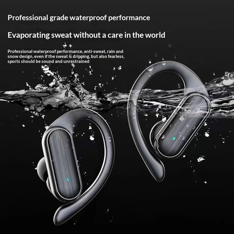 Over The Ear Earbuds Bluetooth Headphones Wireless Earbuds 60hrs Playtime Wireless Charging Case Sports Ear Buds Stereo Sound IPX7 Waterproof Sports Earphones for Running Black
