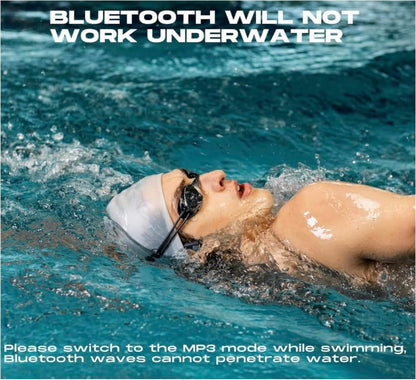 FlowMotion M1 Pro Waterproof Swimming Headphones with Bluetooth for Sports Fitness Running Underwater Bone Conduction Wireless with USB-C Adapter and Adjustable Strap