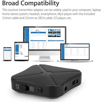 Bluetooth 5.0 Adapter Transmitter Receiver 2in1 Wireless 3.5mm AUX aptX Low Latency Adapter Suitable for TV/Home Audio Systems, Suitable for Single Bluetooth Signal Device