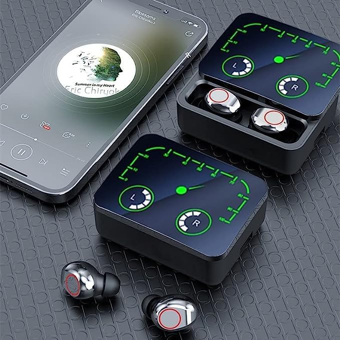VIVIDUS M90 Max Wireless Earbuds with Noise Canceling Mic, Bluetooth 5.3, IPX-4 Waterproof, Touch Control, LED Display, Gaming Headset, HD Call, Voice Assistant, HiFi Stereo Sound, Wireless Earphone
