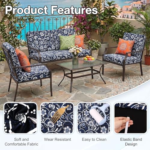 Waterproof Outdoor Cushion Covers, Stretch Patio Slipcovers | UV Resistant Coating, Stretch Fabric, Waterproof Protection, Replacement Covers, Fits Patio Furniture Cushions (8 Pieces) - color: Baroque, size: 8PCS