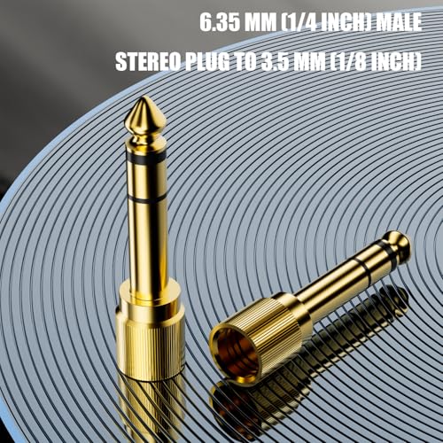 BERLAT Gold Plated 1/4 to 3.5mm Adapter, 6.35mm (1/4 inch) Male to 3.5mm (1/8 inch) Female Stereo Audio Adapter for Aux Cable, Guitar Amplifier, Headphone - 3pack Screw-On - color: 3pack Screw-On