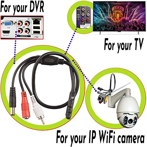 CCTV Microphone Outdoor for Security Camera IP: Audio Microphone CCTV Surveillance RCA with High Sensitive Preamp Amplified Pickup Device Mic External Camera Sound (2 Pack)
