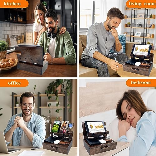 VEIYAILU Gifts for Men Women Husband Son Boyfriend Him Nightstand Organizer Wood Phone Docking Station Birthday Gifts (Walnut) - color: Walnut