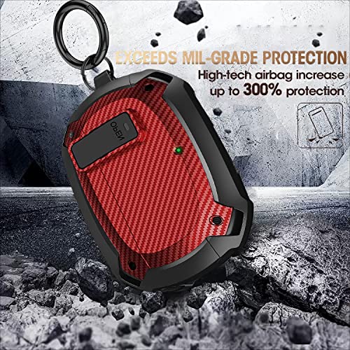 Beats Studio Bud/Studio Buds Plus Case Cover 2021/2023 Men Lock Clip with Cleaning Kit, GARTOO Beat Studio Buds Plus Protective Case with Cleaning Tool for Women Girls Kids Black/Red - color: A-Black/Red