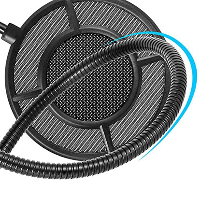 Microphone Pop Filter Studio Anti-spray Guard Double Meshed Windscreen Professional Swivels Mount Layered Microphone Pop Filter Round Shape