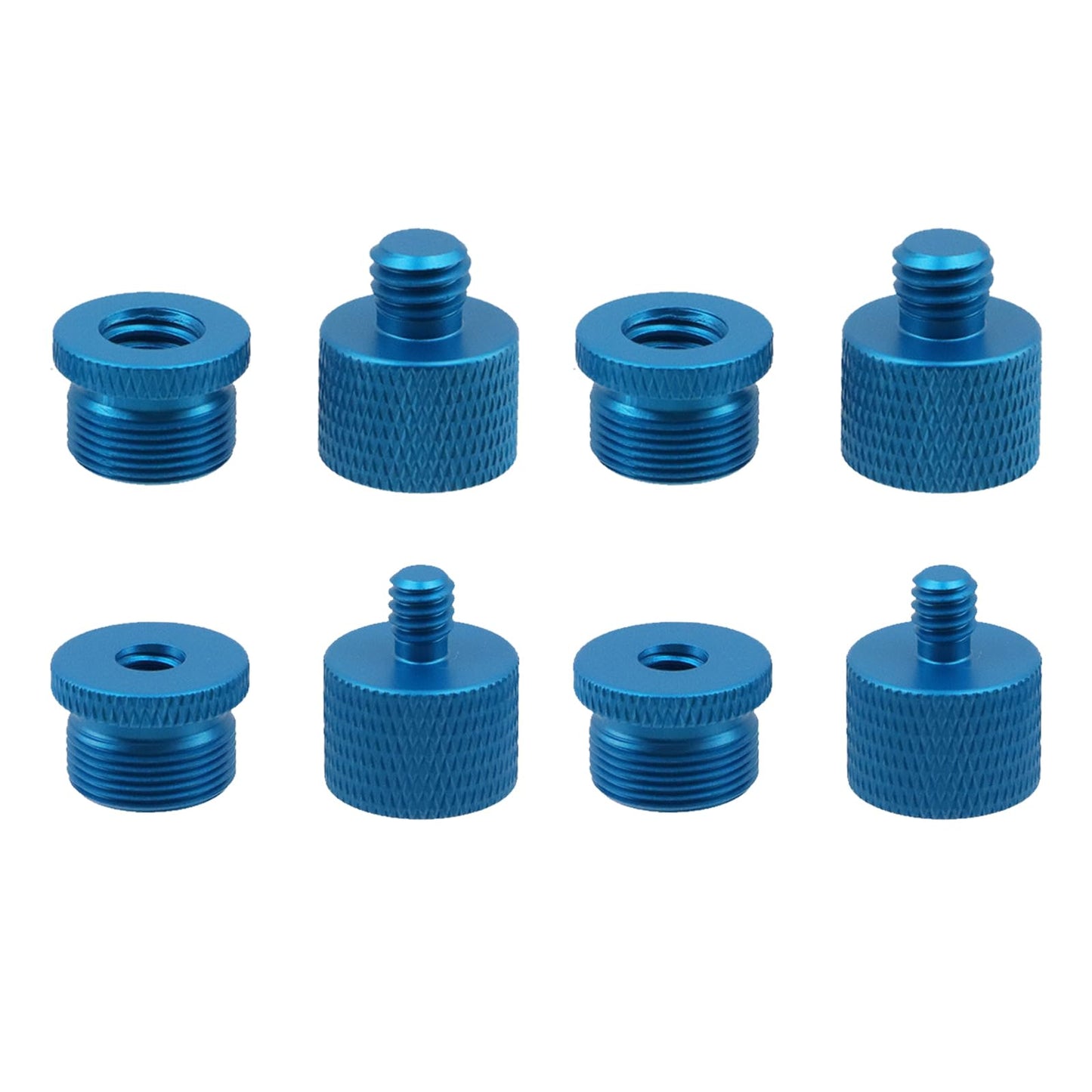 Oedema 8 Pcs Mic Stand Adapter 5/8 Female to 3/8 Male and 3/8 Female to 5/8 Male, 5/8 Females to 1/4 Males and 1/4 Females to 5/8 Screw Threads for Microphone, Blue - color: Blue