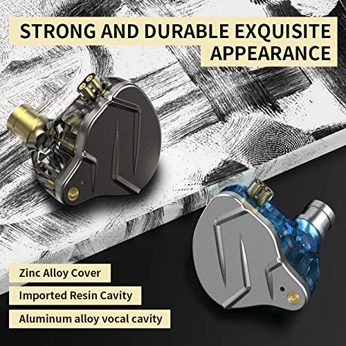 KZ ZSN Pro Dual Drivers 1BA 1DD in Ear Earphones HiFi Power Bass Earbuds Headphones High Clarity Sound Wired Earphones with Detachable Cable for Audiophile Musician - color: ZSN Pro-gray, size: With Mic