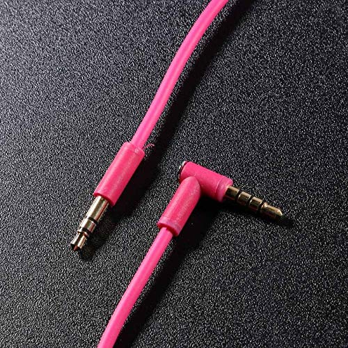 Solo Replacement 3.5mm Audio Cable Cord Wire with in-line Remote Microphone Compatible with Beats by Dr Dre Headphones Solo/Studio/Pro/Detox/Wireless/Mixr/Executive/Pill Suppot iOS System (Pink) - color: Pink