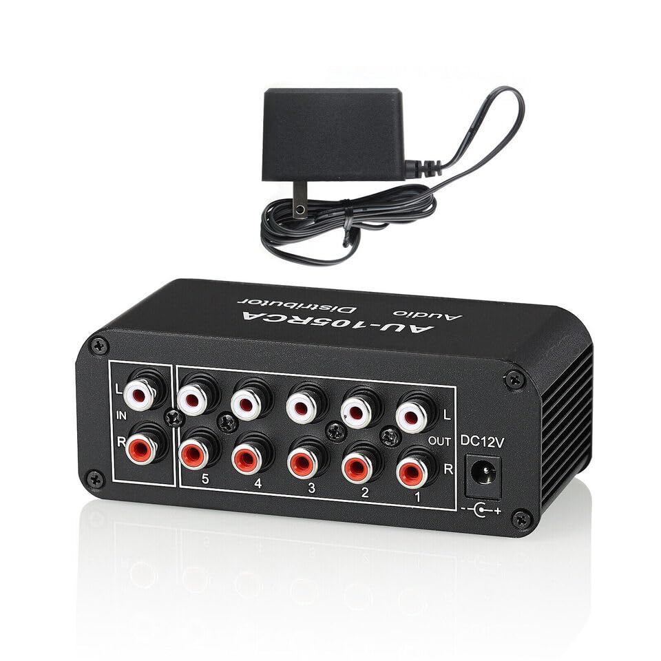 Mini 1-IN-5-OUT Audio Switcher Box HiFi Stereo RCA Audio Splitter/Selector