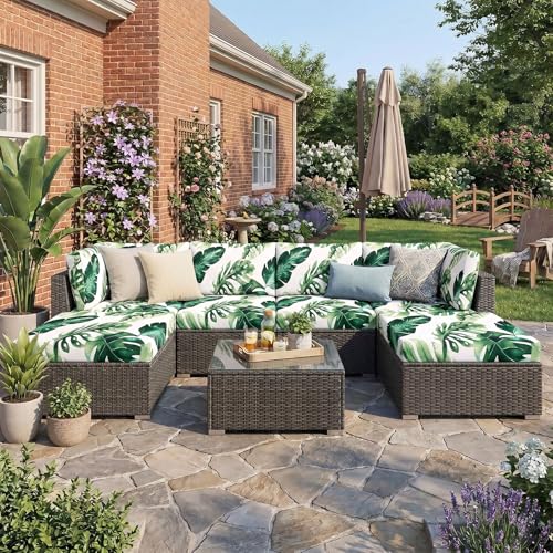 Waterproof Outdoor Cushion Covers, Stretch Patio Slipcovers | UV Resistant Coating, Stretch Fabric, Waterproof Protection, Replacement Covers, Fits Patio Furniture Cushions (4 Pieces) - color: Monstera Deliciosa, size: 4PCS