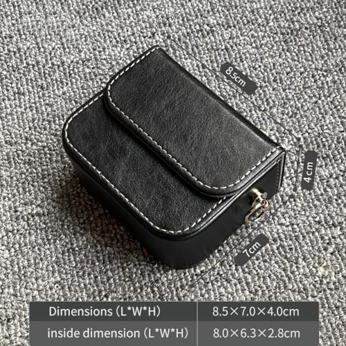 Earplug box, PU leather box for in ear headphones, portable protective case for wired headphones, storage bag for headphone accessories (black)