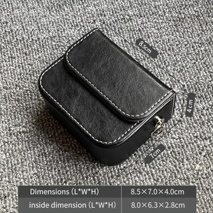 Earplug box, PU leather box for in ear headphones, portable protective case for wired headphones, storage bag for headphone accessories (black)