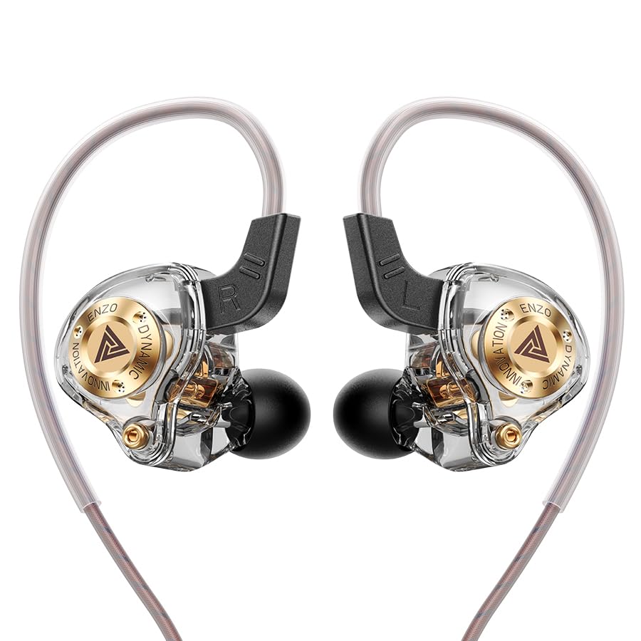 Piluyaa Wired Gaming Headphones IEM Earphones with 1DD，QKZ ENZO in Ear Monitor, HiFi Earbuds, Bass Sound with New 11mm Dynamic Driver for Video Music Gaming (Grey) - color: GREY
