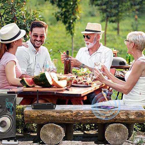 SIMOLIO aptX Low Latency & HD Bluetooth Transmitter for TV, Long Range Bluetooth Audio Adapter for 2 Wireless Headphones, Bypass to Soundbar, HiFi Bluetooth Receiver for Home Stereo, Wired Speaker