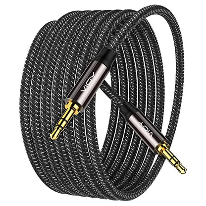 VIOY Aux Cord 20 FT, 3.5mm Male to Male Braided Auxiliary Audio Cable | Long Aux cord, 3.5mm TRS Jack, Hi-Fi lossless sound, Copper Shell, fits Headphone, Smartphone, Car Stereo, Speaker, Echo - size: 20FT