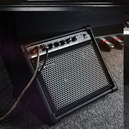 Donner DKA-20 Keyboard Amplifier 20 Watt Keyboard AMP with Aux in and Two Channels, Bass Guitar Amp, Piano Amplifier, Electronic Drum Speaker Support for Microphone Input - color: Black