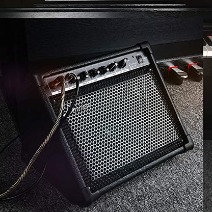 Donner DKA-20 Keyboard Amplifier 20 Watt Keyboard AMP with Aux in and Two Channels, Bass Guitar Amp, Piano Amplifier, Electronic Drum Speaker Support for Microphone Input - color: Black