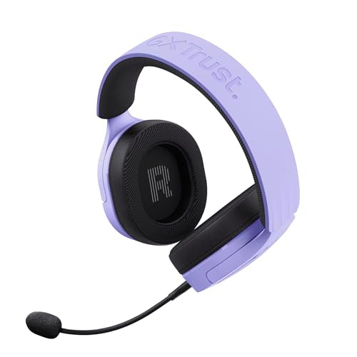 Trust Gaming GXT 490P Fayzo USB Gaming Headset 7.1 Surround Sound, 50mm Drivers, 35% Recycled Plastics, RGB Over-Ear Wired Headphones, with Noise Cancelling Microphone for PC PS5 - Purple - color: Purple, style: USB 7.1 Surround Sound