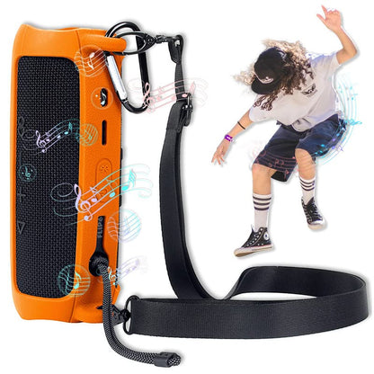 Bluetooth Speaker Carrying Case Silicone Speaker Protective Case Sleeve Cover Shock Resistant Accessories for JBL Flip 6 Orange
