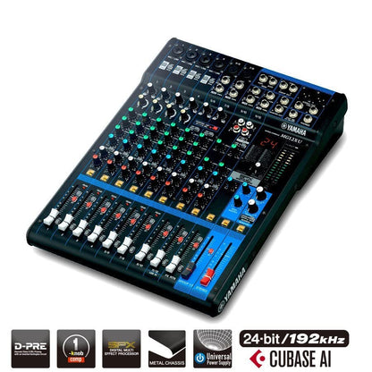 Yamaha MG12 12-Input 4-Bus Mixer | 12-input mixer with D-PRE preamps and 1-knob compressors for performances, recordings and lectures - size: 12-Input, style: Standard Mixer