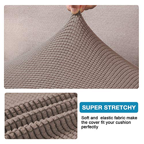 Flamingo P Super Stretch Couch Cushion Cover 1 Pack Individual Seat Slipcover with Elastic Bottom, Machine Washable Furniture Protector (1 Seat Cushion Cover, Taupe) - color: Taupe, size: 1 Seat Cushion Cover