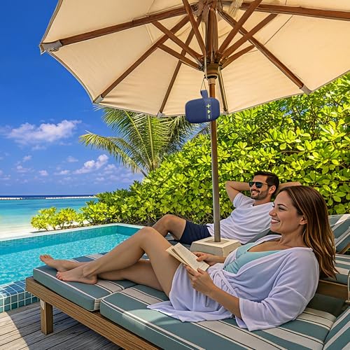 Fisher Portable Bluetooth Speakers, Clip-On Speakers Bluetooth Wireless | IPX5 Waterproof Speaker,10W Peak Power Bluetooth Speaker Stereo HD Sound, BT 5.3, FM Radio, for Pool, Beach, Use Anywhere - color: Navy Blue