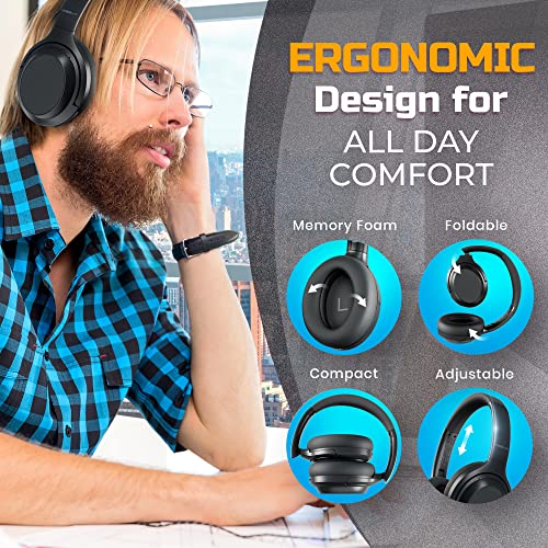 TREBLAB Z7-Pro Noise Cancelling Over Ear Headphones Wireless (Renewed)