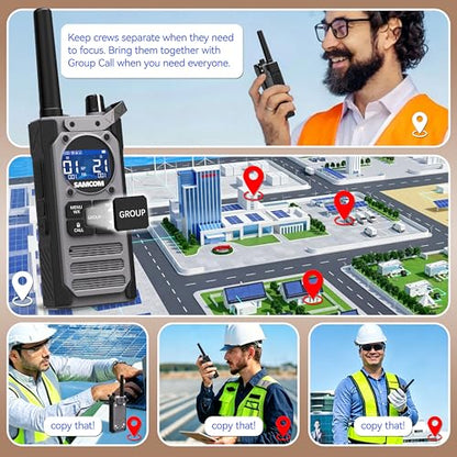 SAMCOM Commercial Walkie Talkies Long Range IP67 Waterproof Rugged Radio | AI Noise Reduction NOAA Weather FM Radio SOS Flashlight Group Repeater Capable Floats 2 Packs for Security School Church